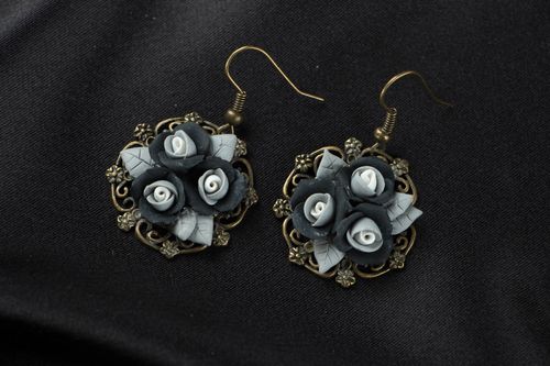 Earrings made of metal and polymer clay - MADEheart.com