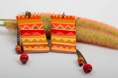 Pendientes originales hechos a mano bisutería de cerámica accesorio para mujer - MADEheart.com