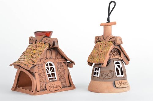 Duftlampe aus Keramik Glöckchen Schmuck Set für Haus Dekor handgemacht - MADEheart.com