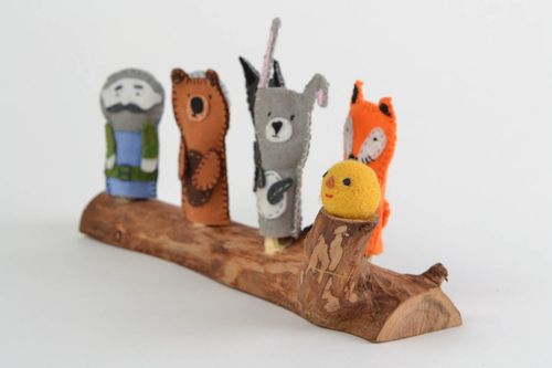 Handmade puppet toys set 7 pieces for children home puppetry Kolobok - MADEheart.com