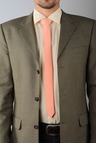 Персиковый галстук из габардина - MADEheart.com