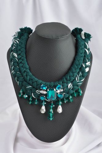 Stylish handmade textile necklace bead necklace design costume jewelry - MADEheart.com