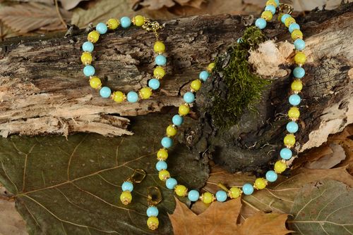 Parure de bijoux en perles céramiques (collier, bracelet, boucles doreilles) - MADEheart.com