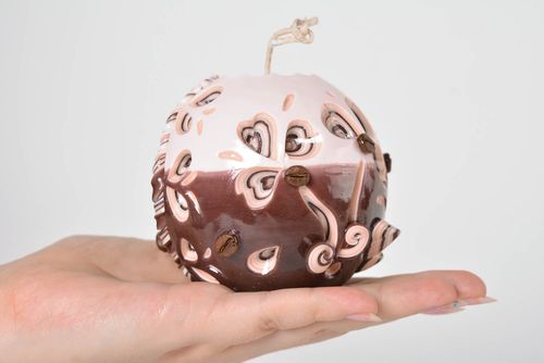 Dekorative Kerze handgemachte Kerze bunte Haus Deko Paraffin Kerze beige - MADEheart.com