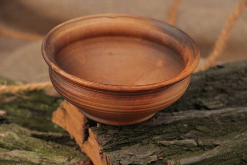 Handmade small round ceramic bowl kilned with the use of milk for 200 ml - MADEheart.com