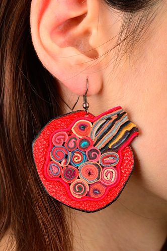 Large earrings handmade jewelry leather earrings long earrings gift ideas - MADEheart.com