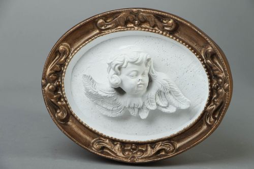 Bas-relief en plâtre fait main Ange  - MADEheart.com
