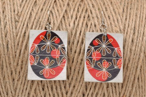 Pendientes de arcilla polimérica rectangulares Huevo  - MADEheart.com