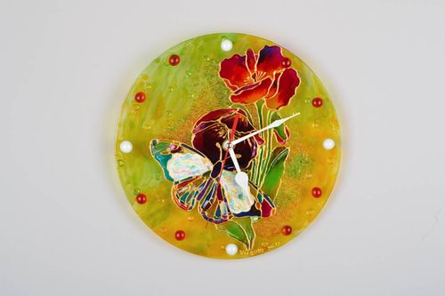 Stained glass wall clock Poppies - MADEheart.com