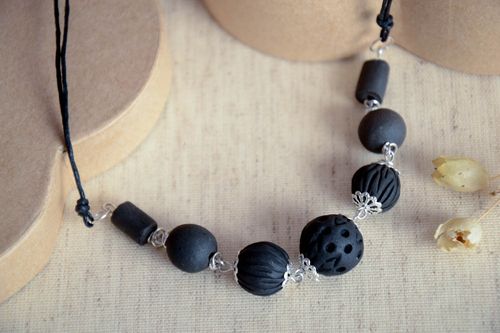 Handmade clay necklace ceramic jewelry ceramic accessories beaded necklace - MADEheart.com
