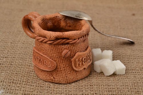 Jolie tasse originale à café en argile blanche faite main 7 cl vaisselle - MADEheart.com