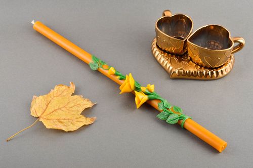 Candle for ceremony yellow paraffin candle designers pillar candle roses - MADEheart.com