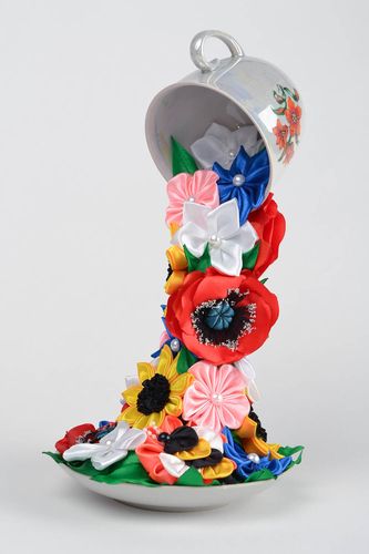 Handmade Topiary Blumen aus atlas Bändern für Interieur Dekor künstlerisch schön - MADEheart.com