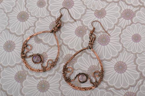 Handmade earrings copper accessory gift ideas unusual earrings for girl - MADEheart.com