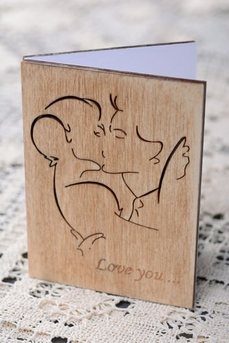 Plywood greeting card for beloved person - MADEheart.com