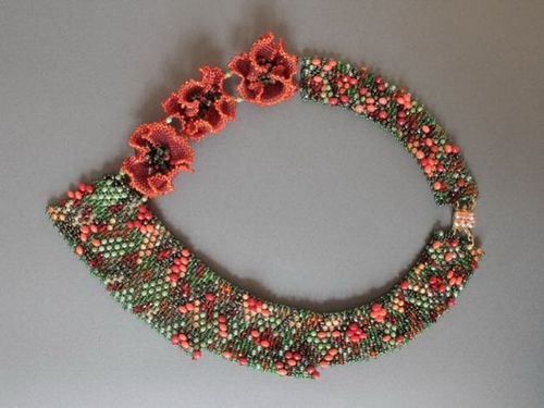 Necklace made from Czech beads with decorative stones - MADEheart.com