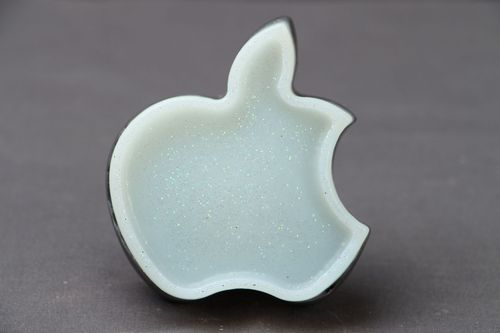 Apple logo black & white handmade soap with spangles 2,36 inches 0,12 lb - MADEheart.com