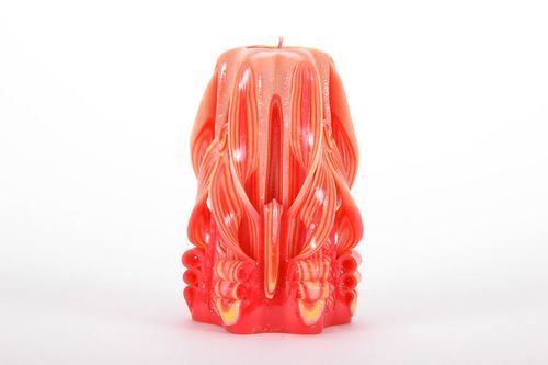 Carved paraffin wax candle Red lily - MADEheart.com