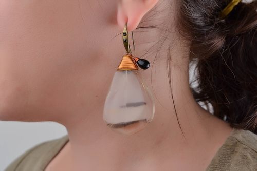 Long earrings homemade jewelry Czech glass stylish earrings gifts ideas for her - MADEheart.com