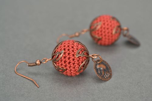 Lace crochet earrings Juniper Balls - MADEheart.com