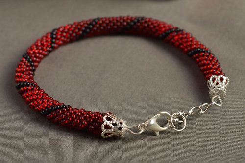 Stylish handmade beaded cord bracelet woven bead bracelet artisan jewelry - MADEheart.com