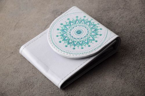 Leder Geldbörse mit schönem Muster handmade Accessoire für Frau Damen Geldbeutel - MADEheart.com