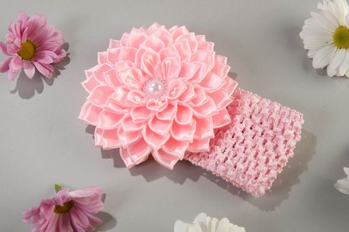 Stylish unusual hair accessory handmade pink headband designer present - MADEheart.com