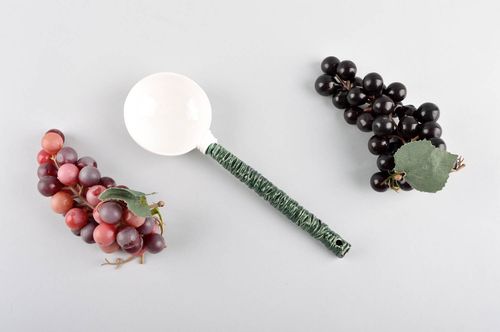 Handmade grün weißer kleiner Keramik Löffel Öko Geschirr Besteck aus Keramik  - MADEheart.com