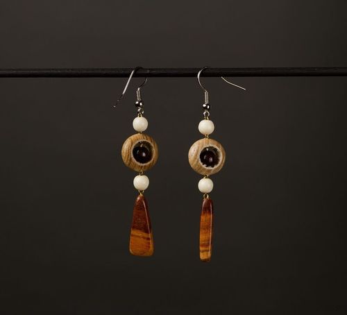 Wooden long earrings - MADEheart.com