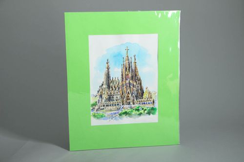 Watercolor painting Barcelona - MADEheart.com