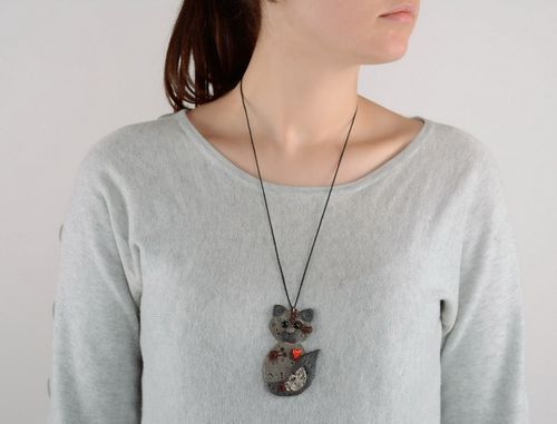 Pendant made of polymer clay Kitty - MADEheart.com