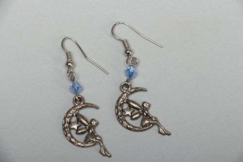 Metal earrings with beads Night Fairy - MADEheart.com