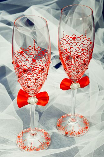 Wedding glasses handmade 2 wedding champagne glasses decorative wine glasses - MADEheart.com