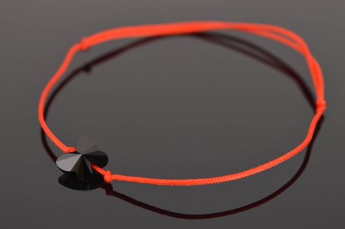 Bracelet with crystal bead handmade stylish accessory silk bracelet for girls - MADEheart.com