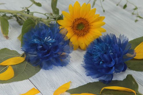 Set of 2 handmade flower hair scrunchies fashion kids accessories for girls - MADEheart.com