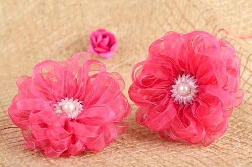 Handmade children scrunchies hair jewelry flower barrettes present for girl - MADEheart.com