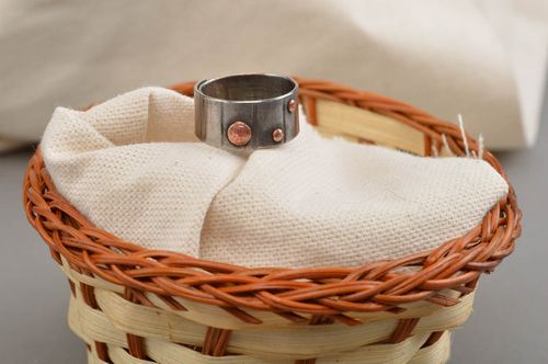 Handmade metal ring unisex accessory stainless steel jewelry with copper  - MADEheart.com