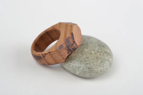 Handmade stylish jewelry ring carved of natural oak wood for girls  - MADEheart.com