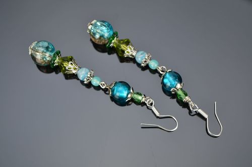 Glass earrings Aquamarine - MADEheart.com