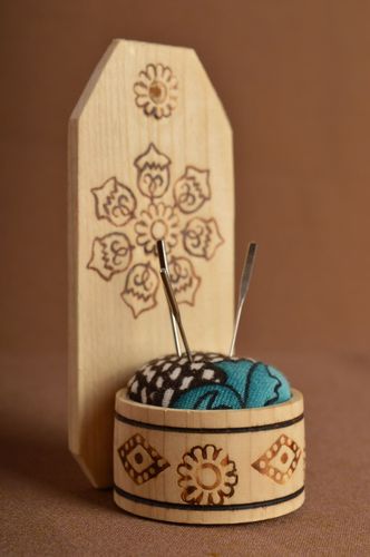Unusual handmade pin cushion wooden pincushion wood craft needlework ideas - MADEheart.com