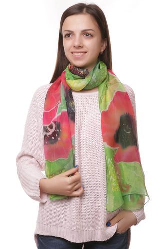 Homemade chiffon scarf Poppies - MADEheart.com