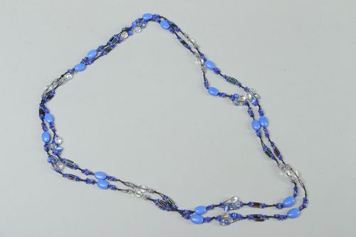 Handmade necklace with glass and cats eye stone Smoke - MADEheart.com