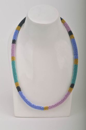 Beautiful colorful handmade designer beaded cord necklace with Czech beads - MADEheart.com