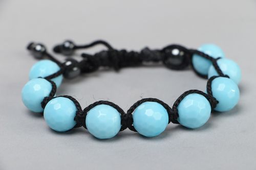 Bracelet avec agate et hématite fait main tressé simple bijou pour femme - MADEheart.com