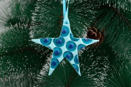 Игрушка на елку хэнд мэйд декор для дома игрушка из глины керамическая звезда - MADEheart.com