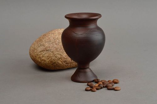 4 inches handmade ceramic goblet shape vase for home décor 0,29 lb - MADEheart.com