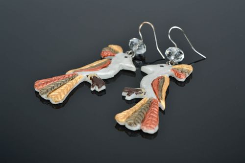 Polymer clay earrings Bird - MADEheart.com