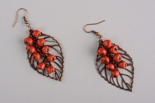 Homemade earrings with charms Mountain Ash Berries - MADEheart.com