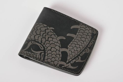 Мужское портмоне ручной работы кожаный кошелек аксессуар для мужчин черный - MADEheart.com