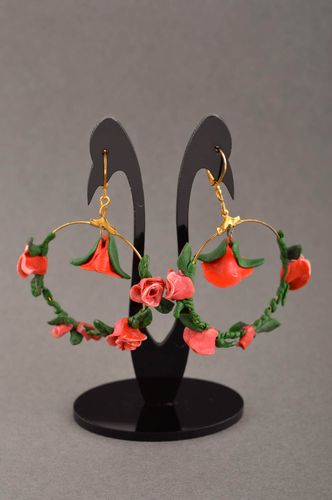 Handmade larg earrings unusual accessory clay jewelry gift ideas clay earrings - MADEheart.com